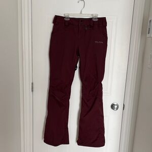 Volcom Women's Burgendy Stretch Slim Snow Pants Size S